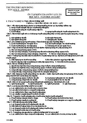 Đề ôn tập kiểm tra học kì I Vật lí lớp 8 - Năm học 2016-2017 - Trường THCS Kim Đồng